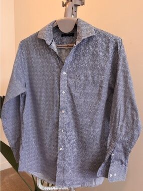 Tommy Hilfiger Navy and White Microdot Button-Down Shirt
